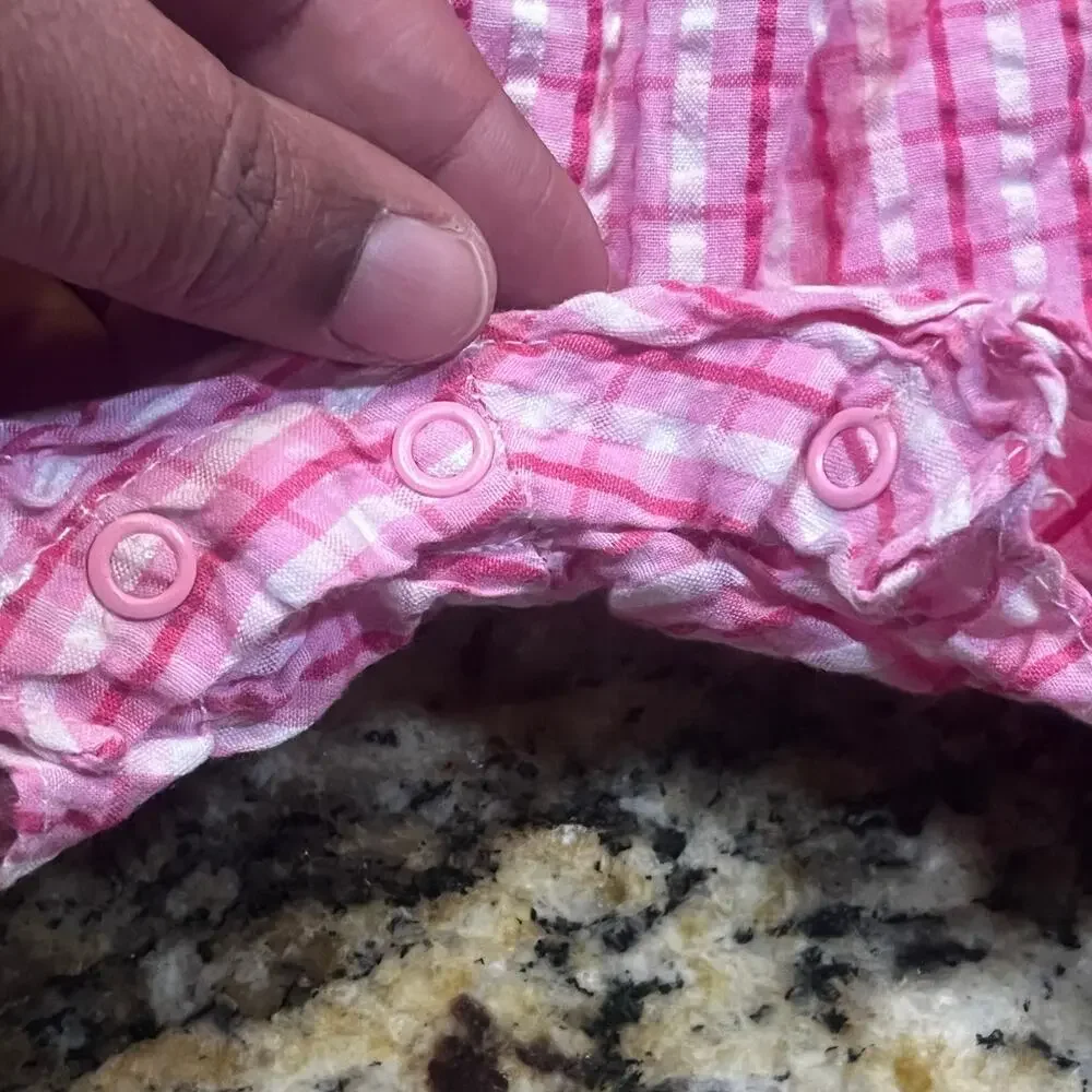 Vintage Carter’s Baby Girl Pink Gingham Tulip Embroidered Romper 24M Cottagecore